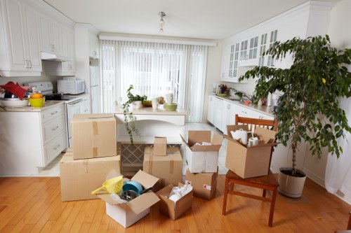 Removal van loading furniture during house removals in Burntoak