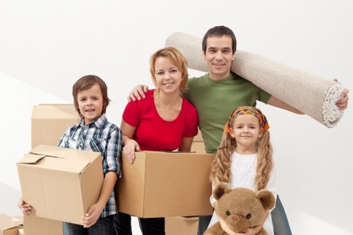 Professional removals and storage services in Burntoak with moving boxes