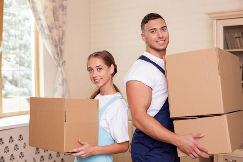 Students packing belongings for storage in Burntoak