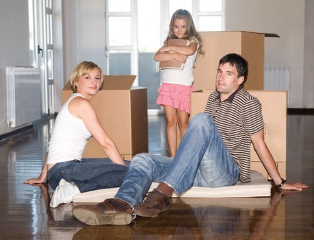 Organized boxes and belongings in a flexible storage setting
